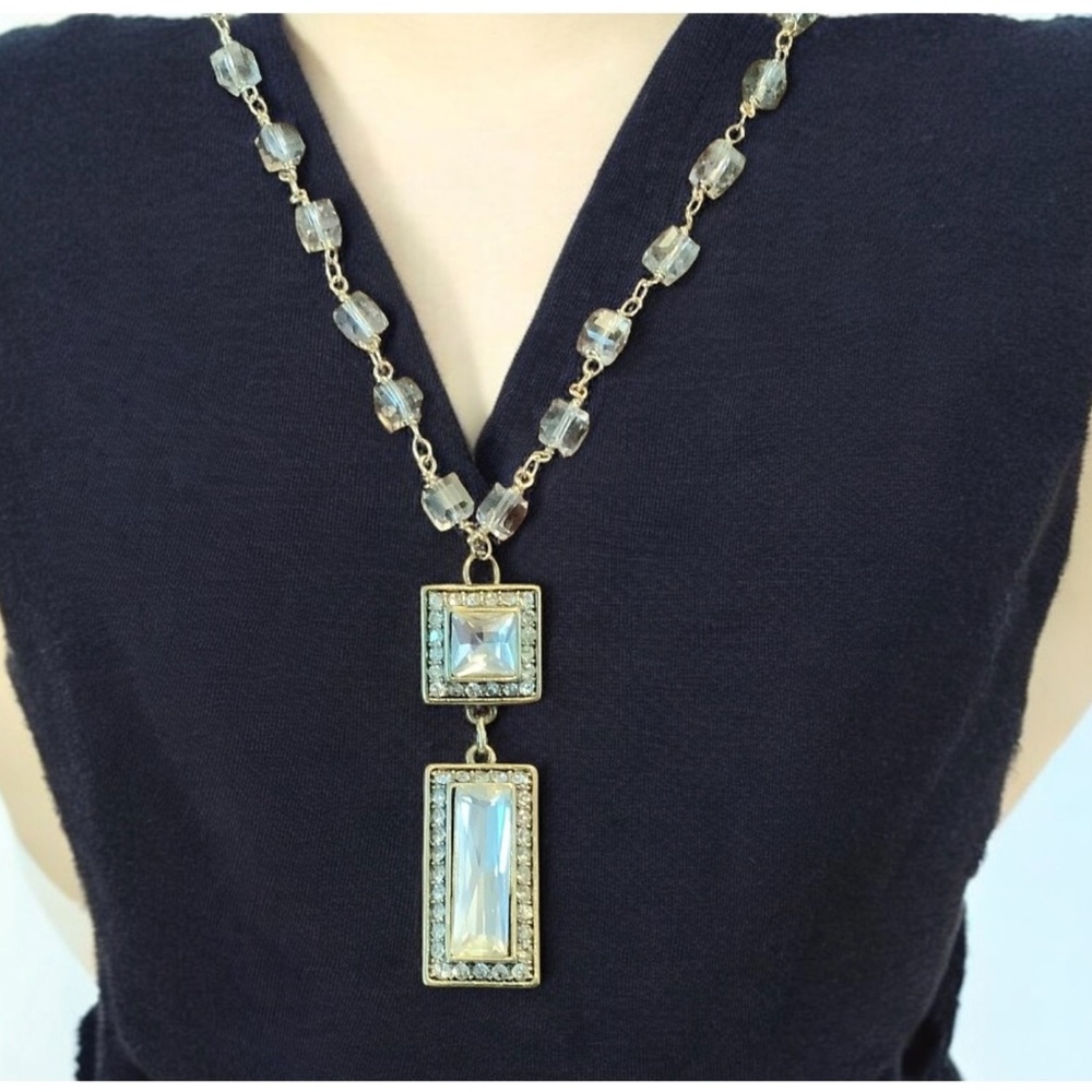 Heidi Daus Gold And Silver Rectangular Crystal Pe… - image 3